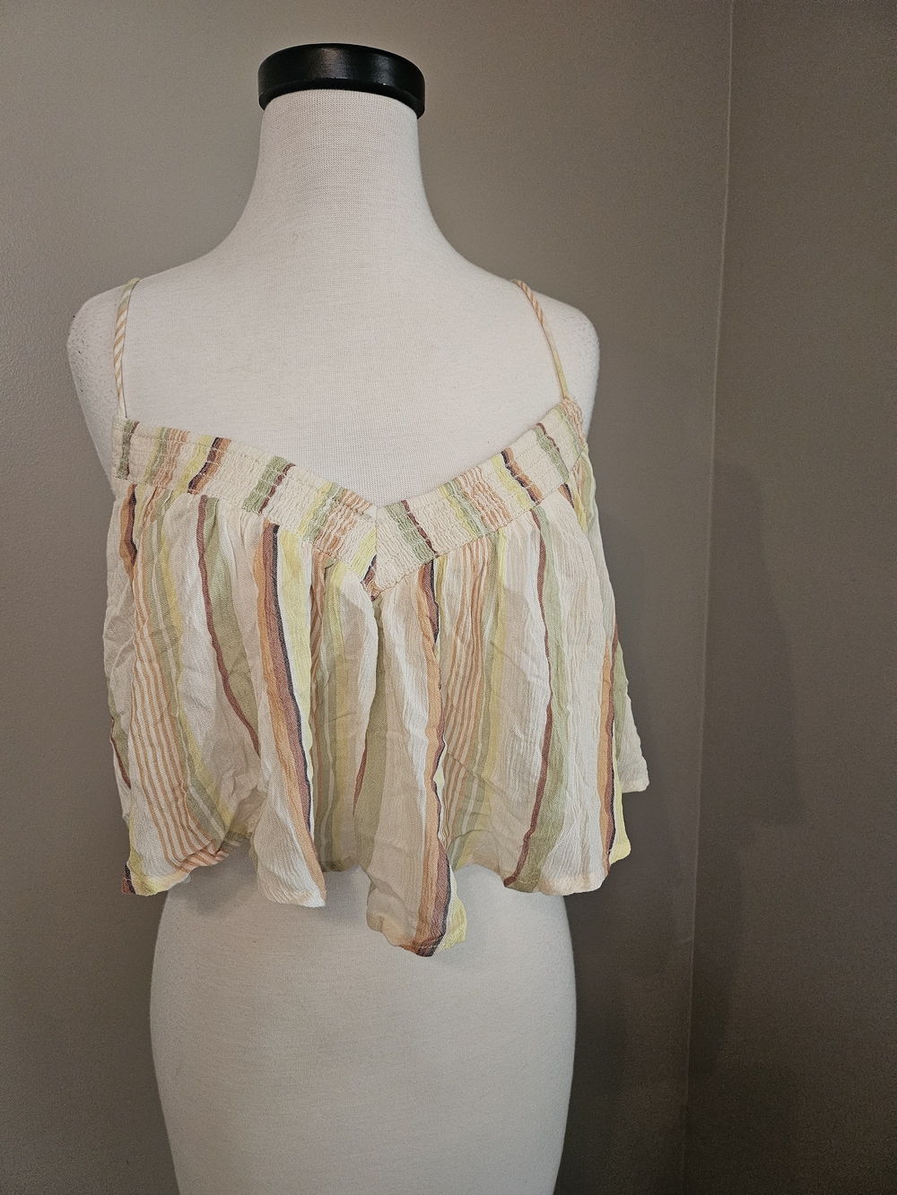 Bohemian Multicolor Striped Ruffle Crop Top By Urban Outfitters